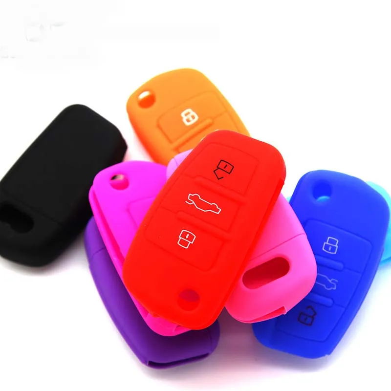 1pc 3 buttons Silicone Car Key Cover Case Flip Key Cap Remote control