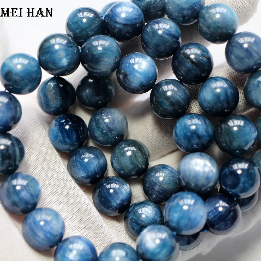 

Meihan wholesale natural Brazil kyanite bracelet 14mm +-0.2mm (1 bracelet/set) loose beads for jewelry making design gem stone