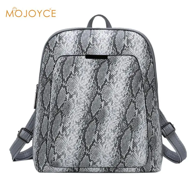 

Leather Snake Print Women Backpack Girls Travel School Bag Pouch Rucksack Female School Backpacks School Bags Small Knapsack