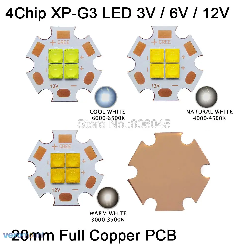 Cree XPG3 XP G3 3V 6V 12V 4Chips 4 24W High Power LED Emitter Cool White / Warm White / Neutral