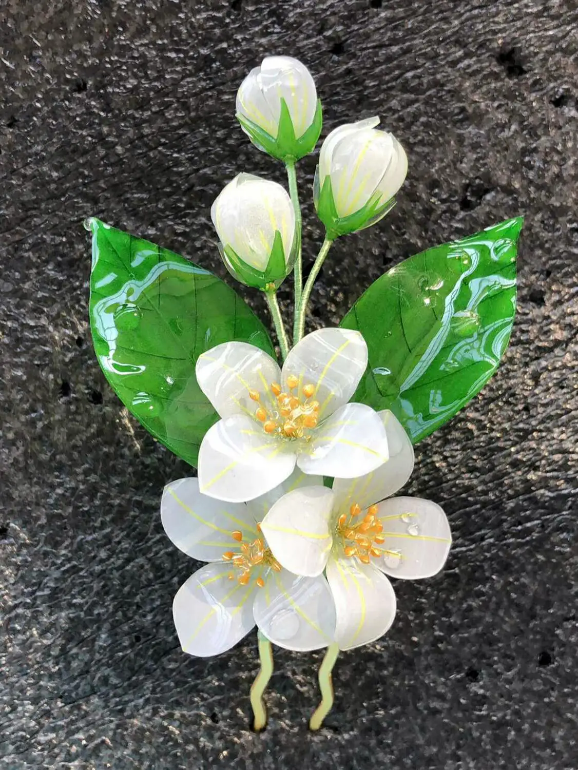 

LALAVARA white pear blossom hairpins Chinese vintage hair bun Accessories for women