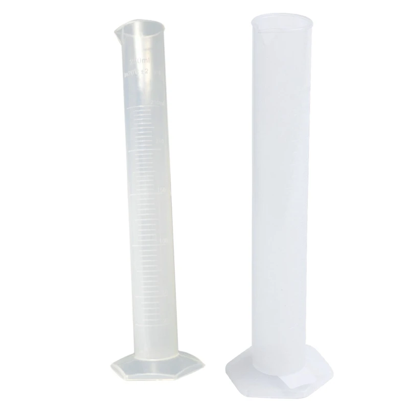 250 мл прозрачный белый пластиковый градуированный цилиндр для измерения жидкости для лабораторного набора и химического набора