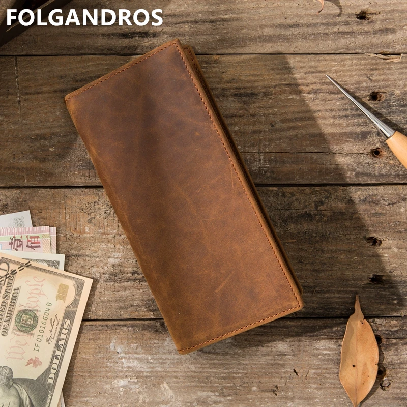 

New Genuine Leather Men's Wallet Large Capacity Wallets Luxury Brand Cowhide Long Purse Multi-Card Holder Zipper Bag Money Case