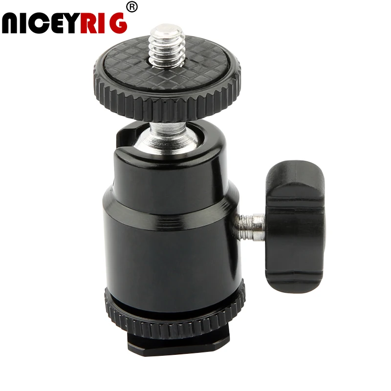 NICEYRIG Mini 1/4" Screw Ball Head Hot Shoe Cold Mount Monitor Camera Bracket Rig for DSLR LED Light | Электроника