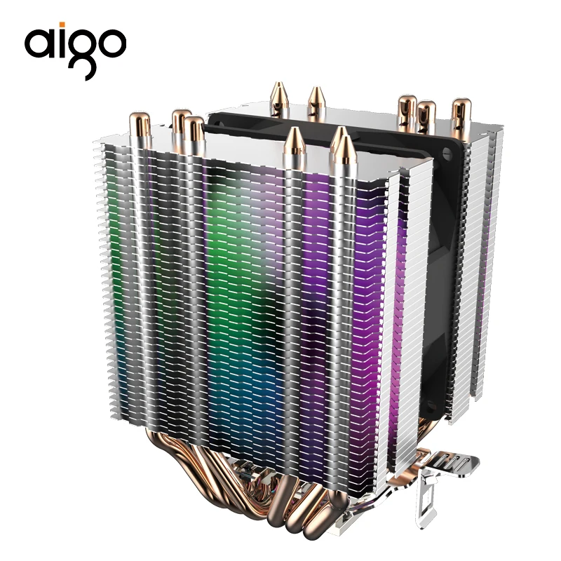 

Aigo L6 Copper LED 6 Heatpipes Radiator Cooling RGB Two Tower Master Cooling Heatsink Ram 9mm Fan Cpu Cooler