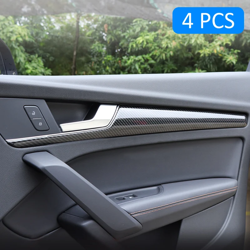 For Audi Q5 2017 2019 Carbon Fiber Interior Door Panel Strips Cover
