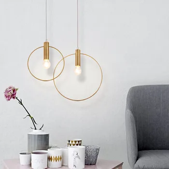 

Nordic modern minimalist style Led pendant lights lamp rings DIA20cm/28cm bar study room home Lighting fixtures AC90-240V Gold