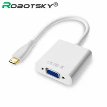 Robotsky 1080P MINI HDMI TO VGA Video Converter อะแดปเตอร์ชายหญิงสำหรับแล็ปท็อปเดสก์ท็อป LCD HDTV จอแสดงผล(China)