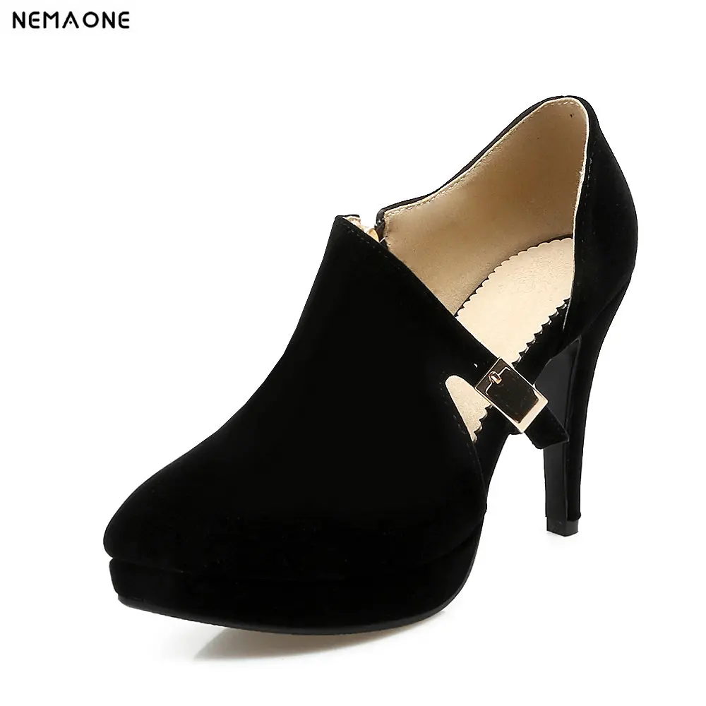 

2018 New sexy women shoes thin high heels shoes woman poined toe buckle women pumps large size 34-43
