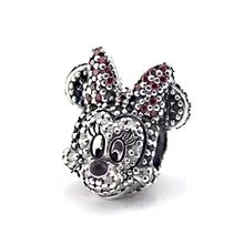 Аутентичные стерлингового серебра 925 сверкающие мыши чармы с портретом бусины для изготовления ювелирных изделий Подходит европейский шарм браслеты