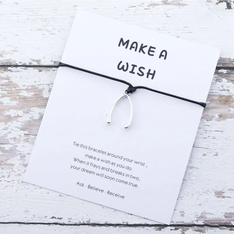 Браслеты Make A Wish браслет Wishbone со шнурком для дружбы удачи с подвесками женский