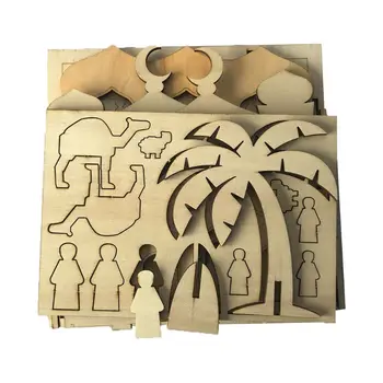 

Wooden Eid Mubarak Ramadan Home Party Ornament Decor Muslim Islamic Palace Puzzle Storage Box Gift DIY