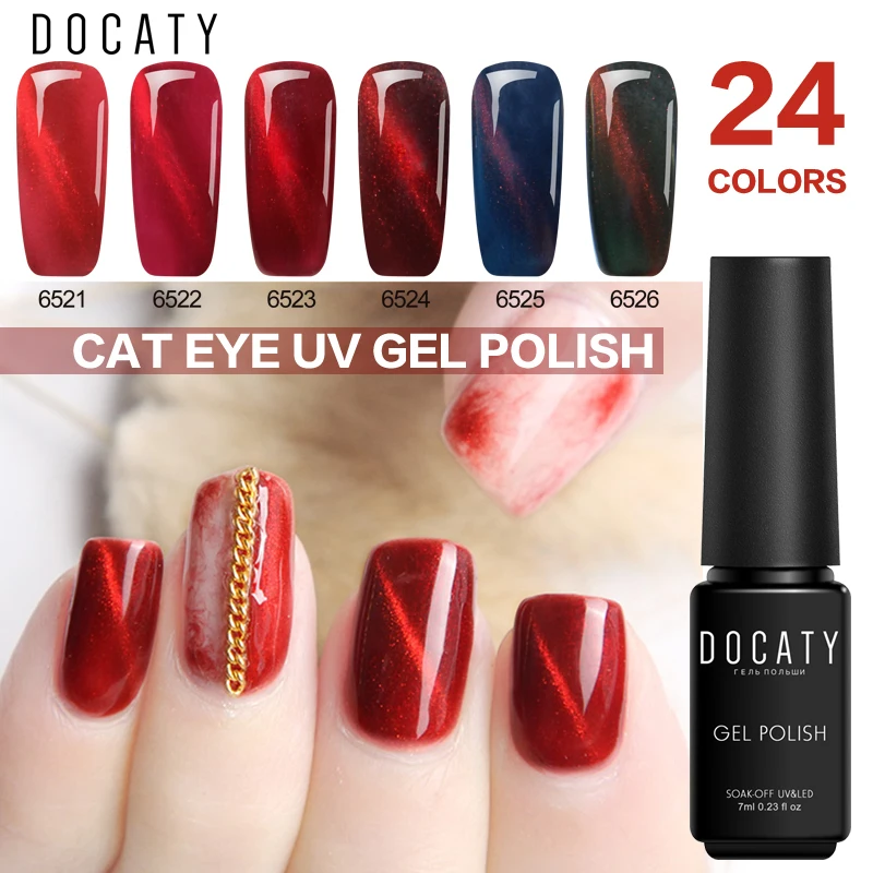 

Docaty 3D Magnetic Cat Eye Nail Gel Polish Holographic Nail Art Chameleon Long-Lasting Soak Off UV Gel Varnish All for Manicure