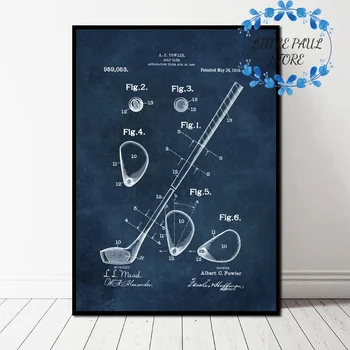 

Golf Club and Ball Patent Blueprint Art Retro Vintage Retro Art Canvas Poster Wall Picture for Living Room No Frame