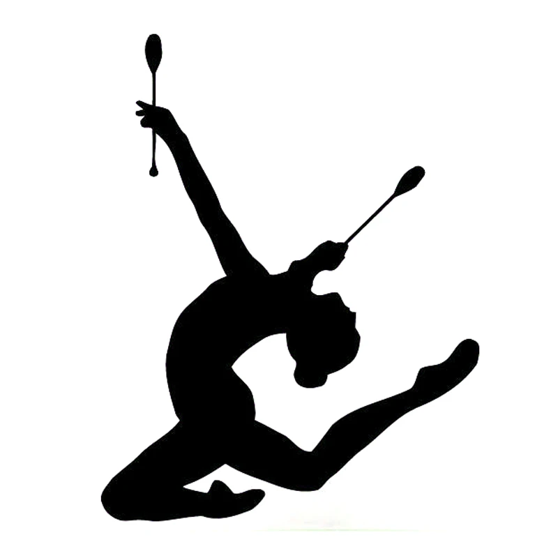 

14.1CM*18.2CM Interesting Sport Girl Gymnastic Gym Car Sticker Vinyl Black/Silver Silhouette S9-0493