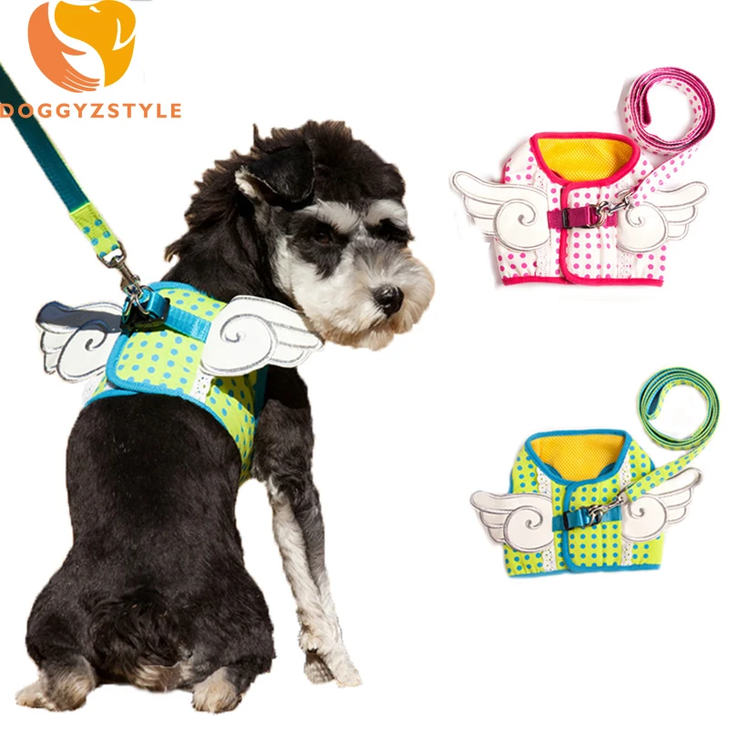 

Cute Wings Breathable Dog Harness Nylon Wave Point Puppy Cat Chest Strap Training Vest Collars For Small Medium Dogs DOGGYZSTY 2