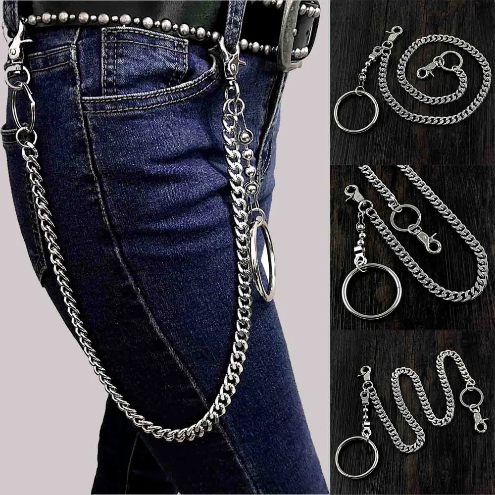 chain hanging from jeans