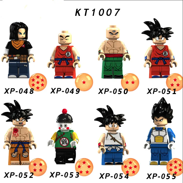

8PCS Dragon Ball Z Figures Goku Chiaotzu Vegeta Tien Shinhan Violett Krillin Building Blocks Bricks Xmas Gifts Toys XP048-055
