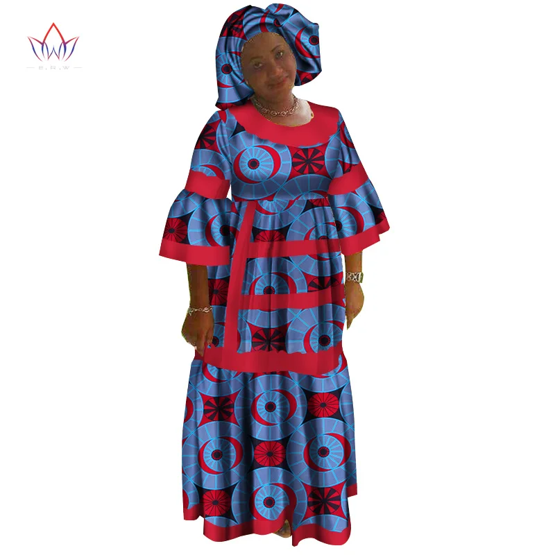 Новое Африканское женское платье Базен Дашики Африканский принт платья для женщин хлопок женская одежда с круглым вырезом 6xl 5xl натуральный WY3098