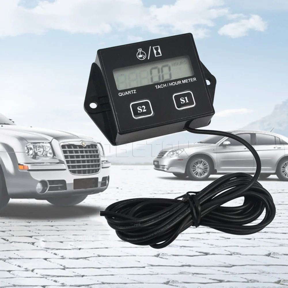 52mm 4000RPM LCD Hour Display Digital Tachometer Gauge Meter IP67 For