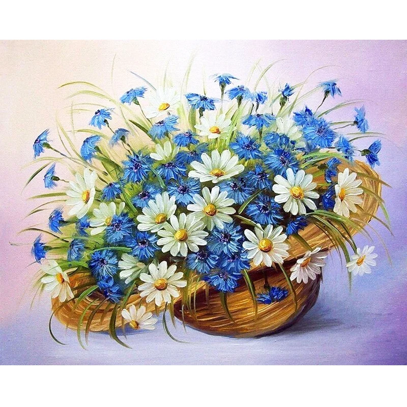 New Needlework Resin Diamond Embroidery basket of flowers Diy 5D Diamond Painting Rhinestone Full Drill 3D round Diamond Mazayka (1)