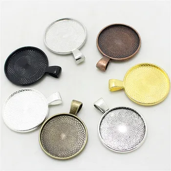 

Sweet Bell 12pcs multicolor Plating Alloy 25mm Round Cabochon Pendant Setting Jewelry Findings A4122