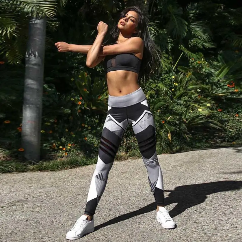 4 Новинка Fshion женские тренировки средняя талия штаны для бега фитнес эластичные леггинсы обтягивающие повседневные
