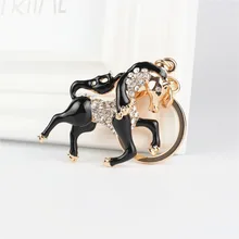 Black Running Horse Pendant Charm Rhinestone Crystal Purse Bag Keyring Key Chain Accessories Wedding Party Lover Friend Gift