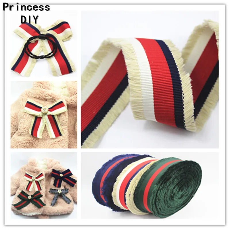5m/L 45mm Grosgrain Polyester Webbing Beige Blue Red Stripe Ribbon Bag Decorated Tape Trim DIY Hairbow Brooch Garment Accessory | Дом и сад