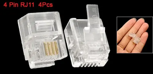 

Promotion! 4 Pcs 6P4C 4 Pin RJ11 Telephone Jack Connector Clear