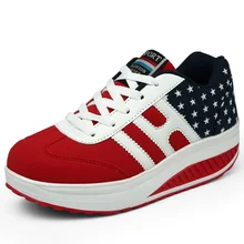 Fashion Color Block Women’s Shoes Fall Spring Platform Wedges Walking Shoes Women Casual Wedge Shoes