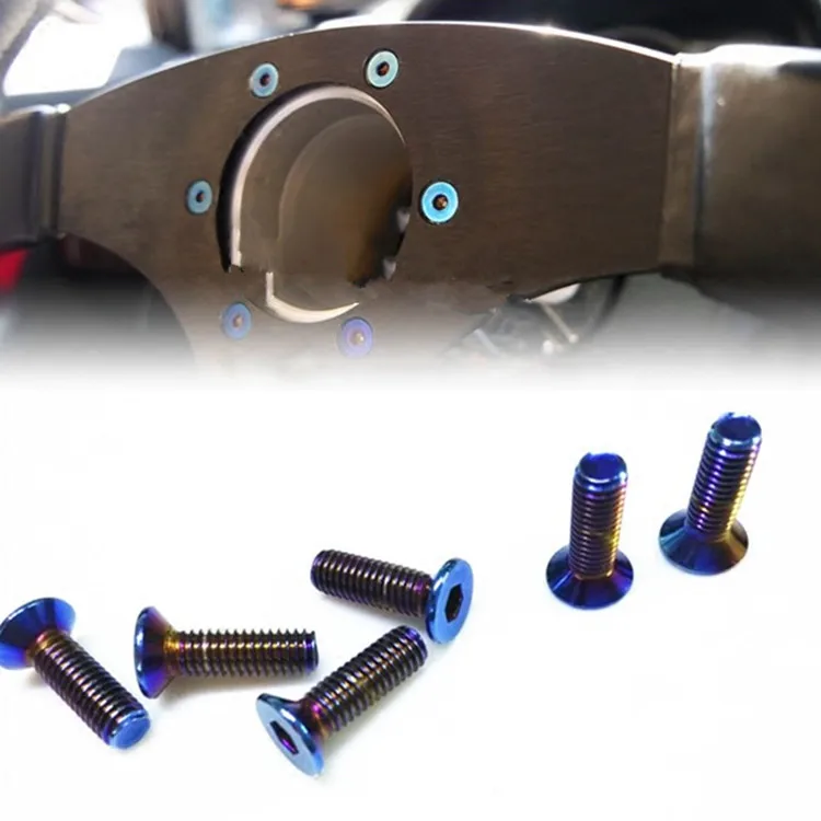 Screw for Racing Car Steering Wheel Blue Color Bolts M6 x21mm Steering