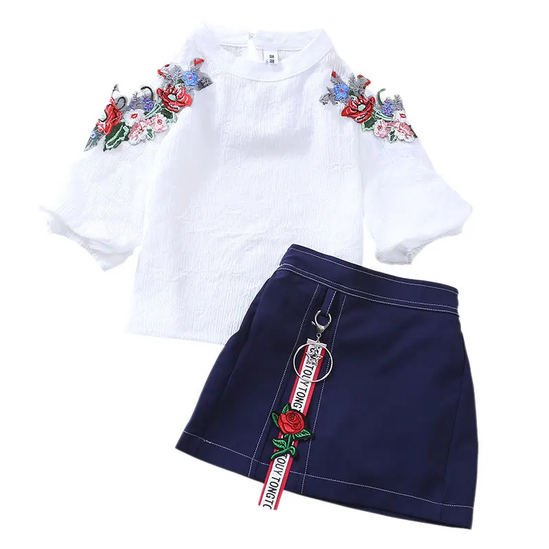 Корейский комплект с вышивкой для девочек, детская одежда, средний и большой Детский комплект из двух предметов, одежда для малышей