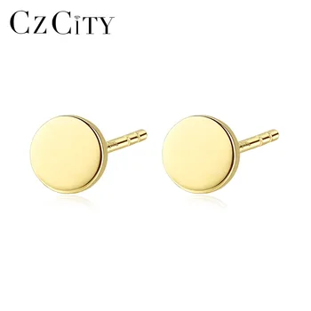 

CZCITY Authentic 14K Gold Cute Round Stud Earrings for Women Simple Daily Wearing 14K Yellow Gold Earrings Jewelry Carving Au585