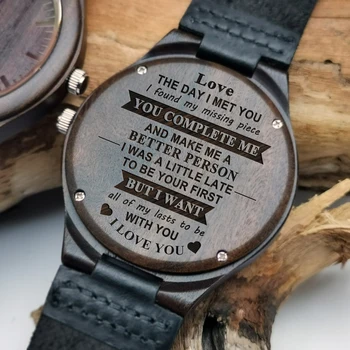 To My Love-The Day I Meet You I Found My Missing Piece Engraving Wooden Watch Luxury Automatic Quartz Watches Holiday Gifts