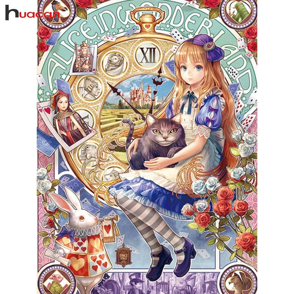 

HUACAN Diamond Embroidery Cartoon Girl 5D DIY Diamond Painting Rabbit Picture Of Rhinestone Home Decoration Full Drill Square