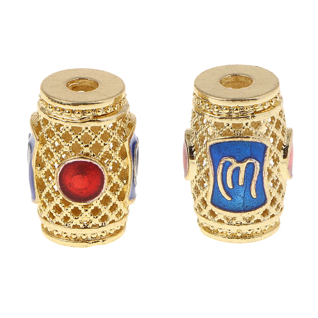 2 Pcs Delicate Enamel Barrel Beads Large Hole 2mm 4mm Round Loose Beads Spacer Charms for Handmade Jewelry Making and Crafting