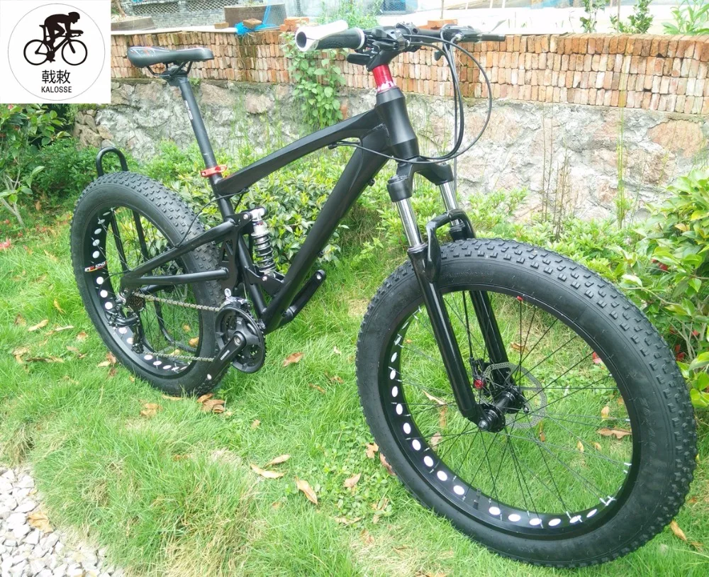 Sale Kalosse 190mm rear hubs  26*4.0 tires  Hydraulic brakes  M390  snow bike  Full suspension  mountain bike 27 speed 2
