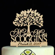 Деревенский пользовательский свадебный торт Топпер, Персонализированные Mr и Mrs фамилия торт Топпер, дерево торт Топпер, уникальный торт Топпер с датой