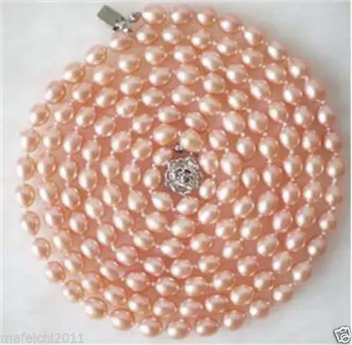 

7-8mm Natural Rice Shape Pink Akoya Cultured Pearl Necklace 50