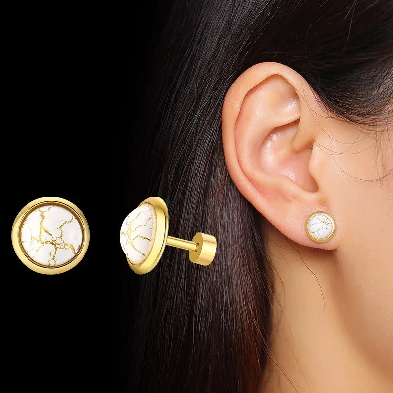 Женские круглые серьги-гвоздики с мраморной текстурой, смоляные свадебные очаровательные подарки, ювелирные изделия оптом