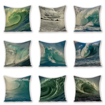 

Marine Throw Pillow Covers Blue Ocean Shabby Chic Style Cushion Linen Pillows Covers 45 * 45 Customized Decor Pillows Case Cover