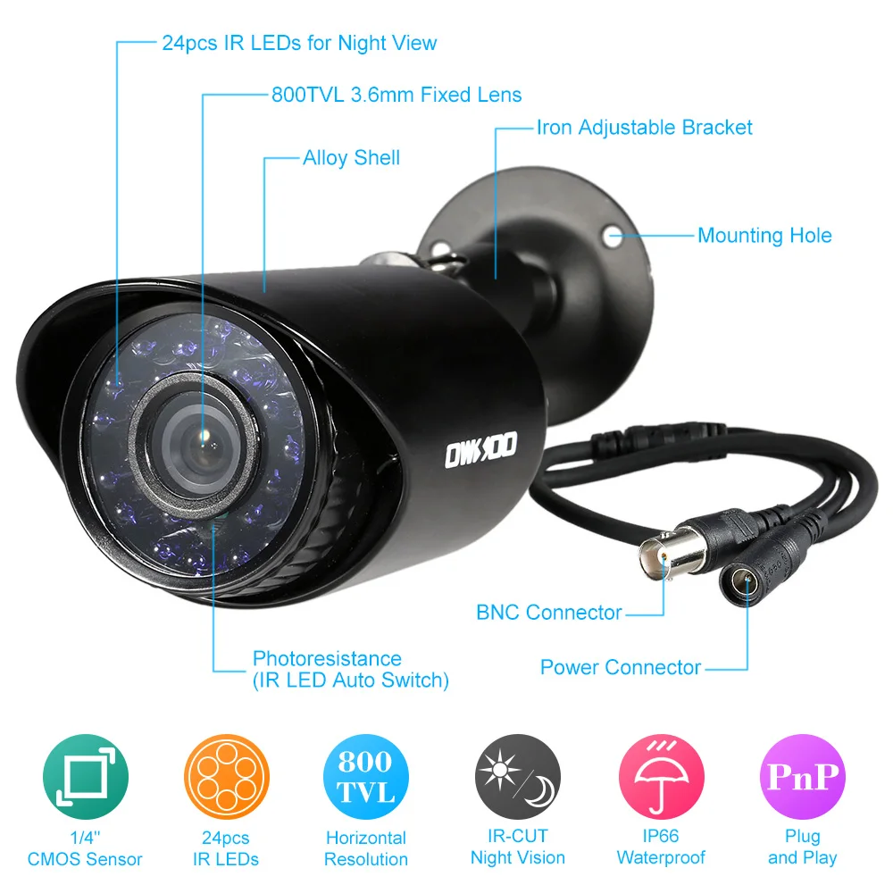 OWSOO 8CH CCTV камера Система Full 960 H/D1 видео наблюдения DVR 4 шт 800TVL наружная камера ночного видения CCTV система безопасности