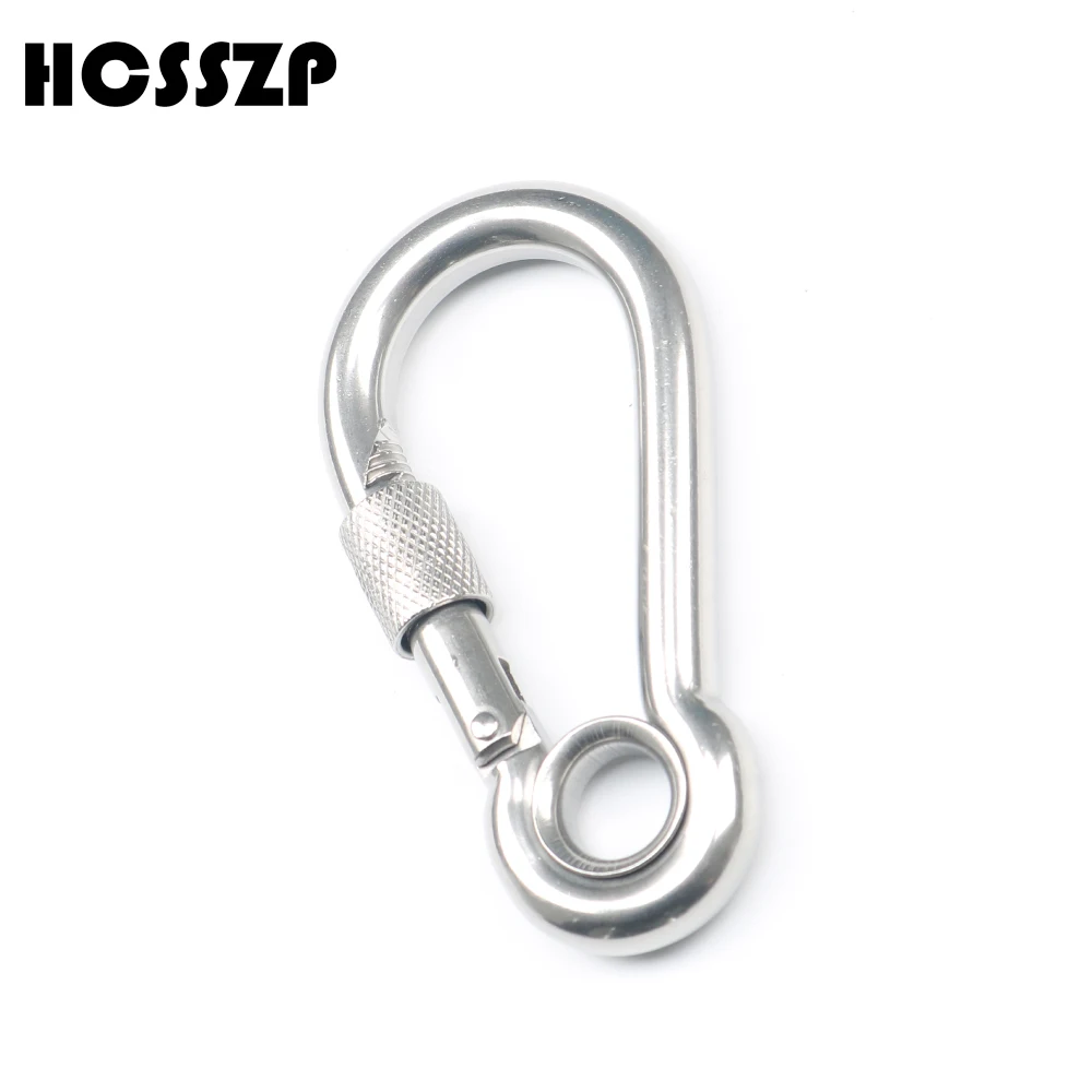 

HCSSZP 5 Pieces Safety Hang Buckle Quickdraw 316 Stainless Steel Climbing Button Carabiner Mountaineering Camping Buckle