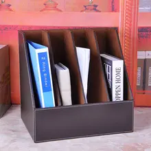 Four-row seat PU leather file folder document holder creative finishing disc storage documents rack