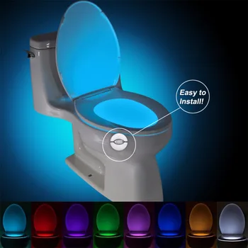 

New Style 8 Colors LED Toilet Closestool Nightlight Motion Activated Light Sensor Battery-operated Night Bathroom Tool Lamp