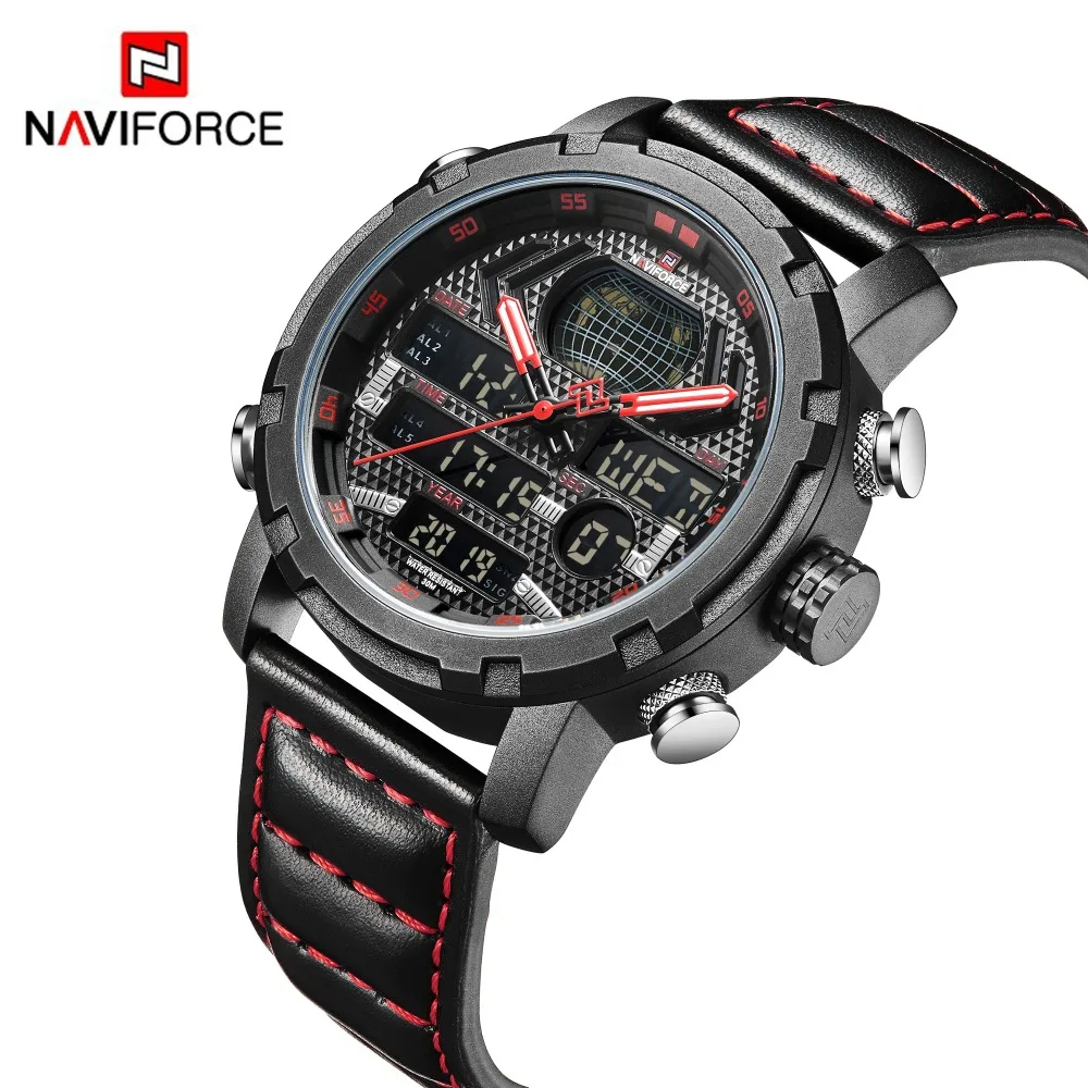 

NAVIFORCE Military Watch Men Waterproof LED Display Quartz Mens Watches Luxury Leather Sports Clock Male Wristwatch Drop Ship