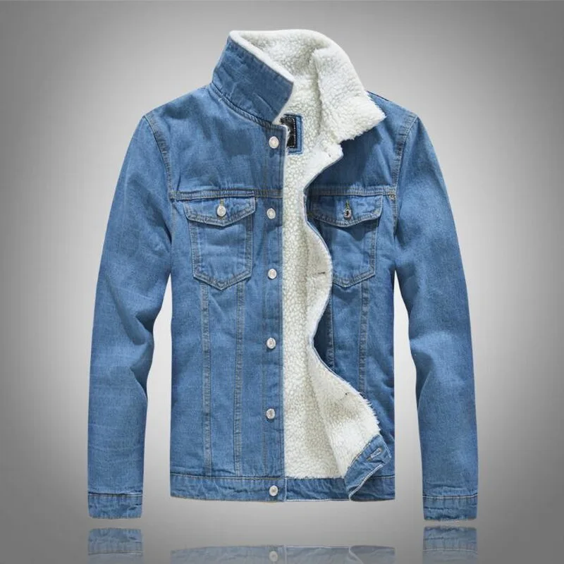 

VXO 2019 Men's light-colored cashmere winter Slim denim jacket cultivating long-sleeved denim shirt clip gram denim coat