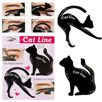 

2pcs/set New Fashion Cosmetic Black Cat Eyeliner Eyeshadow Stencils Templates for Eye Makeup Make Up Tools High Quality