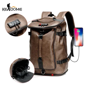 

PU Leather Men's Backpack Climbing Rucksack Large Capacity Anti-theft Shoulder Handbag Travel Bag for men Sport 2019 New XA94D